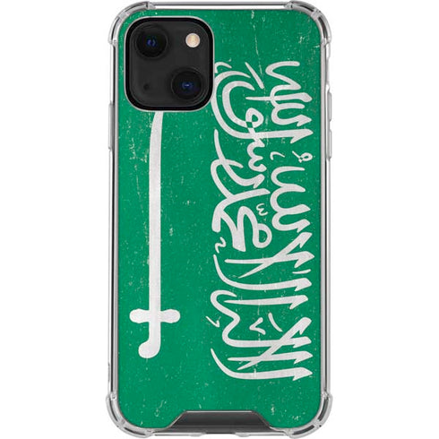 Saudi Arabia Flag Distressed iPhone 14 Clear Case